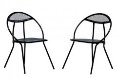 Mid Century Modern Outdoor Black Metal Mesh Patio Folding Chairs by Rid Jid - 4098029