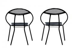 Mid Century Modern Outdoor Black Metal Mesh Patio Folding Chairs by Rid Jid - 4098032