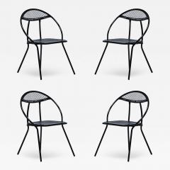 Mid Century Modern Outdoor Black Metal Mesh Patio Folding Chairs by Rid Jid - 4101418