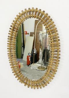 Mid Century Modern Oval Bamboo Mirror - 2569044