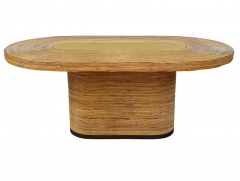 Mid Century Modern Oval Dining Table in Bamboo Brass - 2746063