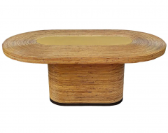 Mid Century Modern Oval Dining Table in Bamboo Brass - 2746068