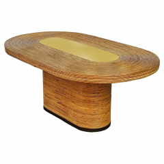 Mid Century Modern Oval Dining Table in Bamboo Brass - 2746080