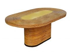 Mid Century Modern Oval Dining Table in Bamboo Brass - 2746087