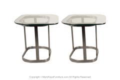 Mid Century Modern Pair Chrome Glass Side End Tables - 3650056