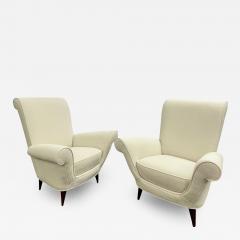 Mid Century Modern Pair Lounge Chairs Manner of Paolo Buffa Boucl  - 2927766