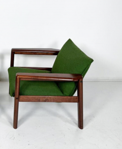 Mid Century Modern Pair of Armchairs Green Fabric and Wood Italy 1960s - 4034474