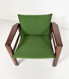 Mid Century Modern Pair of Armchairs Green Fabric and Wood Italy 1960s - 4034477