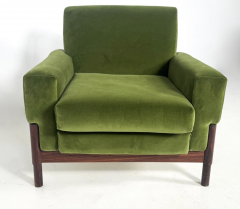 Mid Century Modern Pair of Armchairs Wood and Green Velvet 1960s - 4323966
