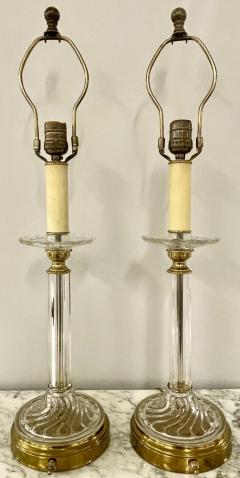Mid Century Modern Pair of Baccarat Style Table Lamps Crystal 1960s - 2921236