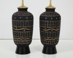 Mid Century Modern Pair of Black Painted Lamps - 2411689