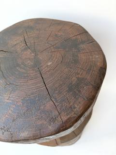 Mid Century Modern Pair of Brutalist Massive Wood Mushroom Stools Italy 1960s - 4791643