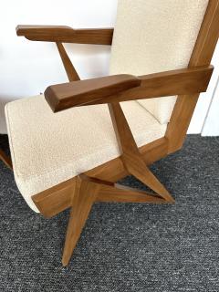 Mid Century Modern Pair of Compass Wood Armchairs Italy 1960s - 2950228