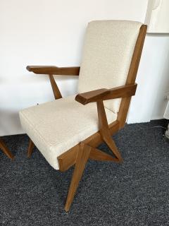 Mid Century Modern Pair of Compass Wood Armchairs Italy 1960s - 2950230
