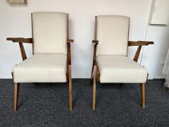 Mid Century Modern Pair of Compass Wood Armchairs Italy 1960s - 2950232