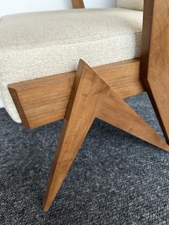 Mid Century Modern Pair of Compass Wood Armchairs Italy 1960s - 2950233