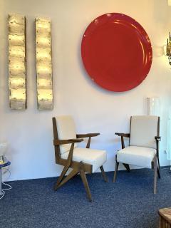 Mid Century Modern Pair of Compass Wood Armchairs Italy 1960s - 2950239