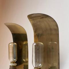 Mid Century Modern Pair of Curved Brass Sconces - 1844914