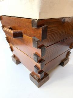 Mid Century Modern Pair of Handle Stools Wood Italy 1970s - 4790207