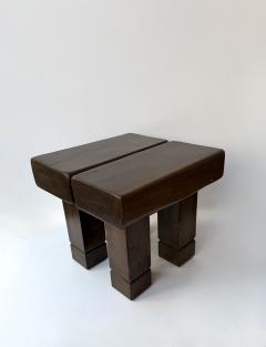 Mid Century Modern Pair of Massive Wood Stools Italy 1960s - 4790380