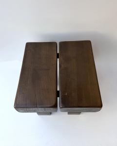 Mid Century Modern Pair of Massive Wood Stools Italy 1960s - 4790381