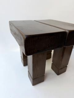 Mid Century Modern Pair of Massive Wood Stools Italy 1960s - 4790384
