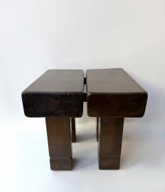 Mid Century Modern Pair of Massive Wood Stools Italy 1960s - 4790389