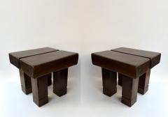 Mid Century Modern Pair of Massive Wood Stools Italy 1960s - 4790390