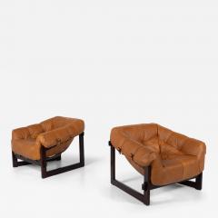 Mid Century Modern Pair of Percival Lafer Armchairs Wood and Leather 1960s - 3758682