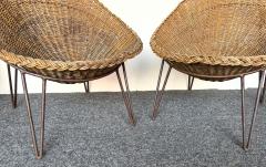 Mid Century Modern Pair of Rattan Armchairs France 1950s - 4565818