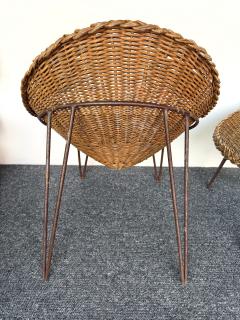 Mid Century Modern Pair of Rattan Armchairs France 1950s - 4565819