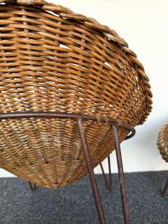 Mid Century Modern Pair of Rattan Armchairs France 1950s - 4565823