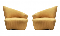 Mid Century Modern Pair of Slipper Swivel Lounge Chairs by Preview - 2721513