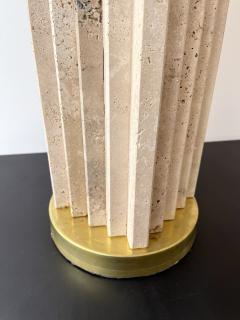 Mid Century Modern Pair of Travertine and Brass Lamps - 2556638