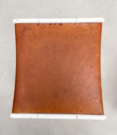 Mid Century Modern Pair of White Brown Stools - 2838036