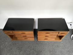 Mid Century Modern Pair of Wood Brass Mirror Nightstands Italy 1970s - 3370464