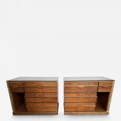 Mid Century Modern Pair of Wood Brass Mirror Nightstands Italy 1970s - 3372653