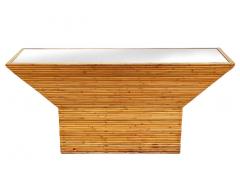 Mid Century Modern Pencil Reed Bamboo Console Table or Sofa Table with Mirror - 2058930