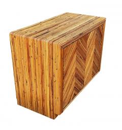 Mid Century Modern Pencil Reed Bamboo Sideboard or Cabinet in Chevron Pattern - 2011740