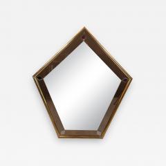 Mid Century Modern Pentagonal Brass Wrapped Mirror with Smoked Border - 1486366