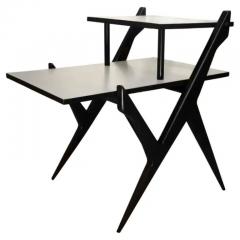 Mid Century Modern Phone Table in Wood Black White 1950s Brazil - 3186932