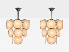 Mid Century Modern Pink Murano Glass Chrome Pendant Light 1960s - 4626670