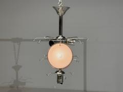 Mid Century Modern Pink Murano Glass Chrome Pendant Light 1960s - 4626672