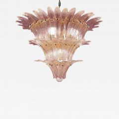 Mid Century Modern Pink Palmette Murano Glass Chandelier - 4446129