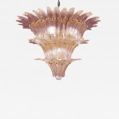 Mid Century Modern Pink Palmette Murano Glass Chandelier - 4476519