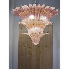 Mid Century Modern Pink Palmette Murano Glass Chandeliers a Pair - 4567306