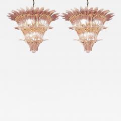 Mid Century Modern Pink Palmette Murano Glass Chandeliers a Pair - 4569915