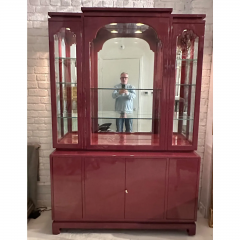 Mid Century Modern Plum Purple Lacquer Showcase Display Cabinet - 3493049