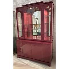 Mid Century Modern Plum Purple Lacquer Showcase Display Cabinet - 3493052