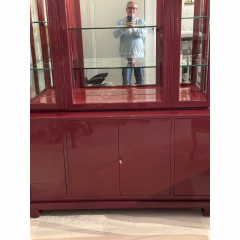 Mid Century Modern Plum Purple Lacquer Showcase Display Cabinet - 3493170